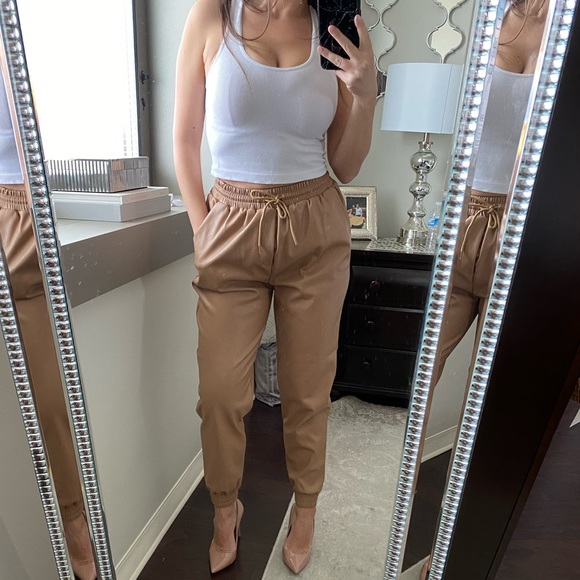 Sundar Bay x CES Nude Vegan Leather Joggers - Picture 5 of 8